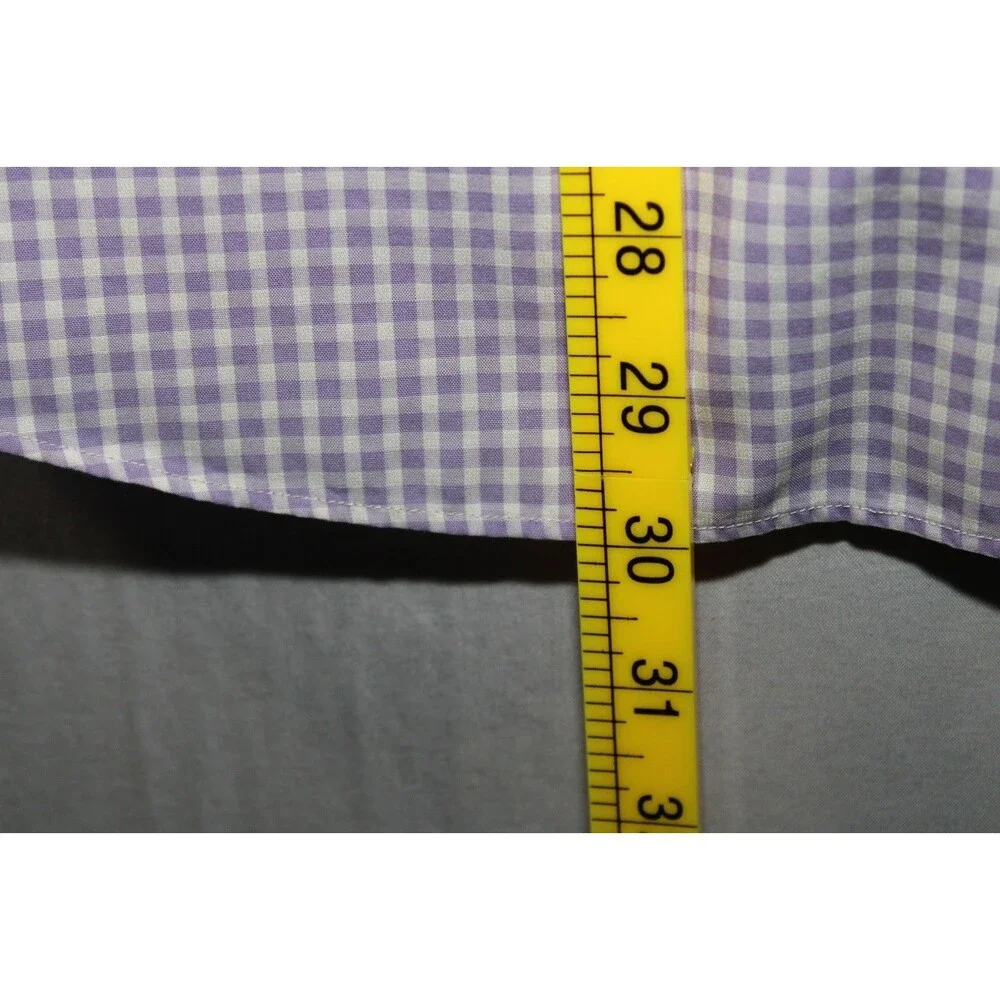 Banana Republic Men's Purple Gingham Short Sleeve Slim Fit Shirt 16-16.5 Large